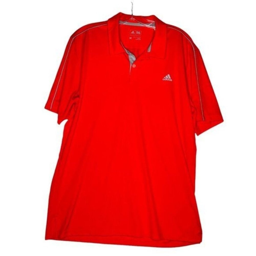 Adidas Golf Mens Red Short Sleeve Performance Polo Shirt Medium RN 88387